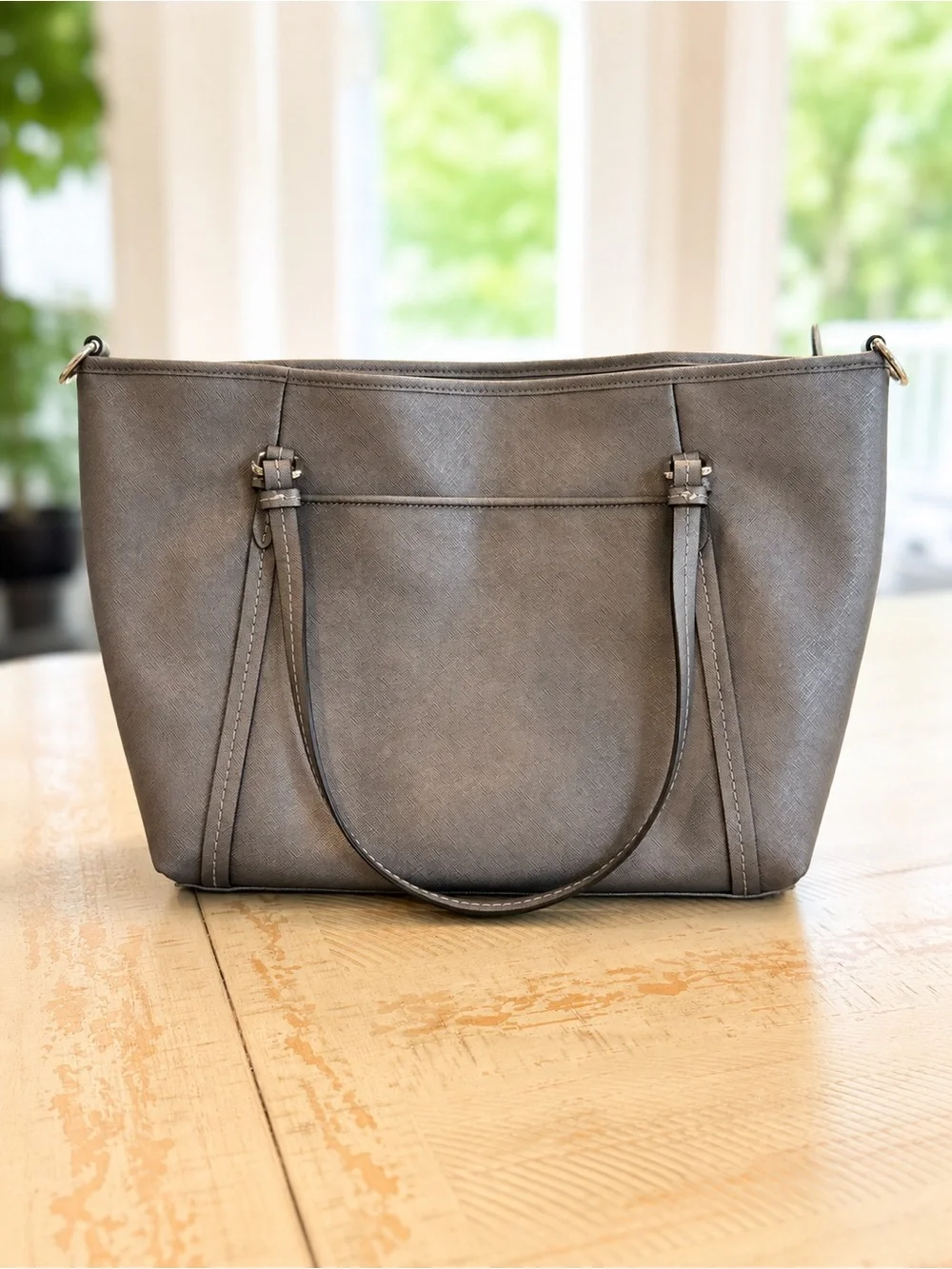 Coach Gray Tote with Leather Hang Tag